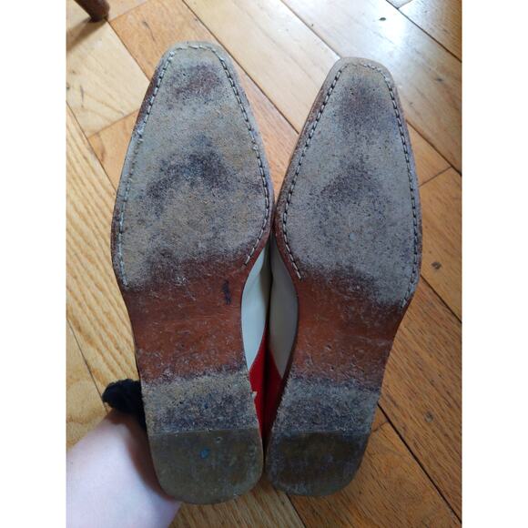 Tod's Cream Red Leather Mules Slides Italian Designer Size 5 Made in Italy - Picture 9 of 11